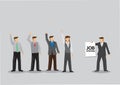 Employees Raise Hands Up for Job Opening Opportunity Cartoon Vector Illustration