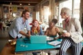 Group of employees are in a good mood while working in the office together