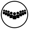 Group or employees icon in black circle