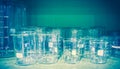 Group of empty chemical laboratory glassware equipment. Royalty Free Stock Photo