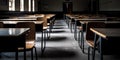 A group of empty desks, signifying the widening gap in access to quality education, concept of Education Inequality Royalty Free Stock Photo