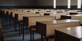 A group of empty desks, signifying the widening gap in access to quality education, concept of Education Inequality