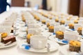 Group of empty Many rows of white ceramic coffee or tea cups Royalty Free Stock Photo