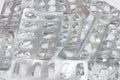 Group of empty pill blister pack closeup Royalty Free Stock Photo