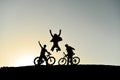 Crazy young people cycling and morning trips Royalty Free Stock Photo