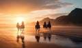 Group of Equestrians Enjoying a Scenic Beach Ride