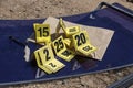 Group of evidence marker in crime scene investigation