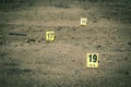 Group of evidence marker in crime scene investigation