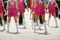 Cheerleaders closeup in a symmetrical formation