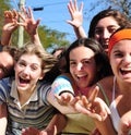 Group of excited young women Royalty Free Stock Photo