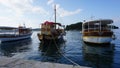 Group of excursion boats anchored in the marina of Pula