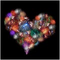 A group of exploding fireworks shaped like a heart. Royalty Free Stock Photo