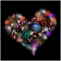 A group of exploding fireworks shaped like a heart. Royalty Free Stock Photo