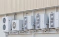 Group of External air conditioning and compressors units outside a building, Air conditioner compressor outside the modern