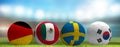 Group F Russia. Germany Sweden Korea Mexico. soccer football ball 3d rendering