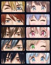 Group of faces young people anime style characters Royalty Free Stock Photo