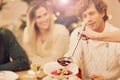 Group of family and friends celebrating Christmas dinner Royalty Free Stock Photo