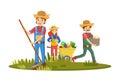 Group of farmers, agricultural work characters. Agricultural gardener, agronomist.