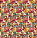 Group fashion aliens color seamless pattern