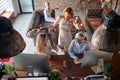 Group of female colleagues are having a friendly talk while having a short break at the workplace. Business, office, job Royalty Free Stock Photo