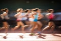 Group of female high school athletes running a cross country race Royalty Free Stock Photo