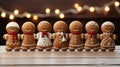 gingerbread holding hands in a conga line 3D tile art