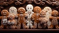 gingerbread holding hands in a conga line 3D tile art