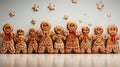 gingerbread holding hands in a conga line 3D tile art