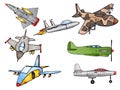 Group of fighter Jet plane illustration Royalty Free Stock Photo