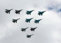A group of fighter planes su-34, su-27 and SU-35S Royalty Free Stock Photo