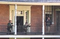 Group of fighters with guns during Battle of Lexington town Missouri civil war