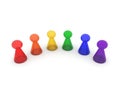 Group of figurines in rainbow colors