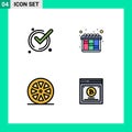Group of 4 Filledline Flat Colors Signs and Symbols for accept, healthy, acknowledge, workflow, testing
