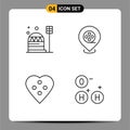 Group of 4 Filledline Flat Colors Signs and Symbols for base, dress button, dome, location, heart button