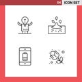 Mobile Interface Line Set of 4 Pictograms of business, battery, person, rain, device