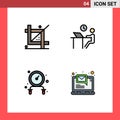 Group of 4 Filledline Flat Colors Signs and Symbols for coding, staff, development, job, fitness