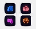 Group, Finance calculator and Calendar icons. Approved sign. Managers, Calculate money, Time. Refresh symbol. Vector