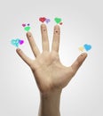 Group of finger with love heart speech bubbles Royalty Free Stock Photo