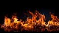 Group of fire flames on black background Royalty Free Stock Photo