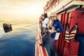 Group of fishing man, Them are tourist and love fishing game Royalty Free Stock Photo