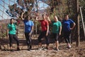 Group of fit woman posing together in the boot camp Royalty Free Stock Photo