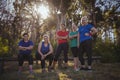 Group of fit women relaxing together in the boot camp Royalty Free Stock Photo