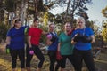 Group of fit women relaxing together in the boot camp Royalty Free Stock Photo