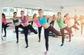 Group of fit young women working out in a gym Royalty Free Stock Photo