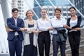 group of five Business People team meeting holding hands together in line Corporate in city outdoors  , Connection , Togetherness Royalty Free Stock Photo