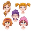 group of five cute girls manga anime characters