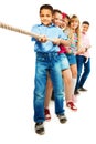 Team pulling in line Royalty Free Stock Photo