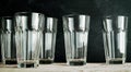 Group of five empty drink glasses