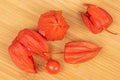 Fresh orange physalis on light wood Royalty Free Stock Photo