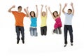 Group Of Five Young Children Jumping In Studio Royalty Free Stock Photo